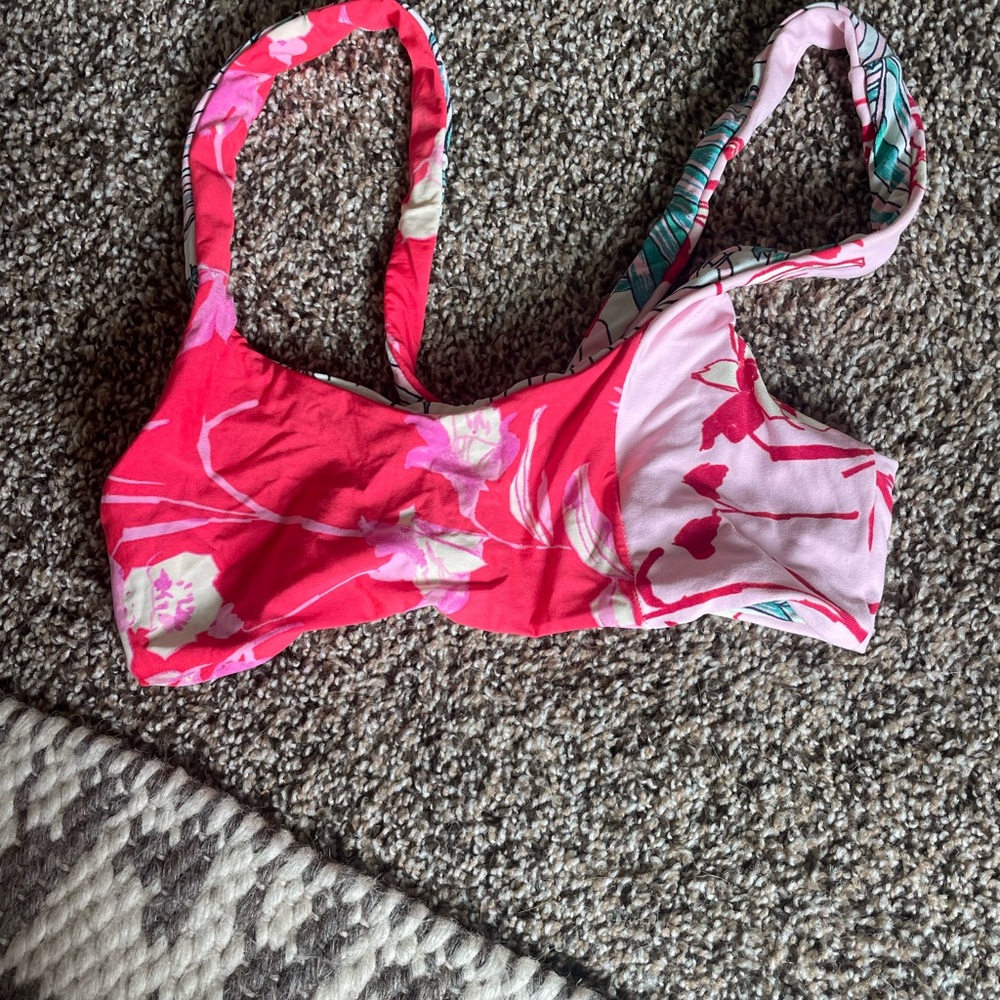 Tropical Pink Floral Bikini Top